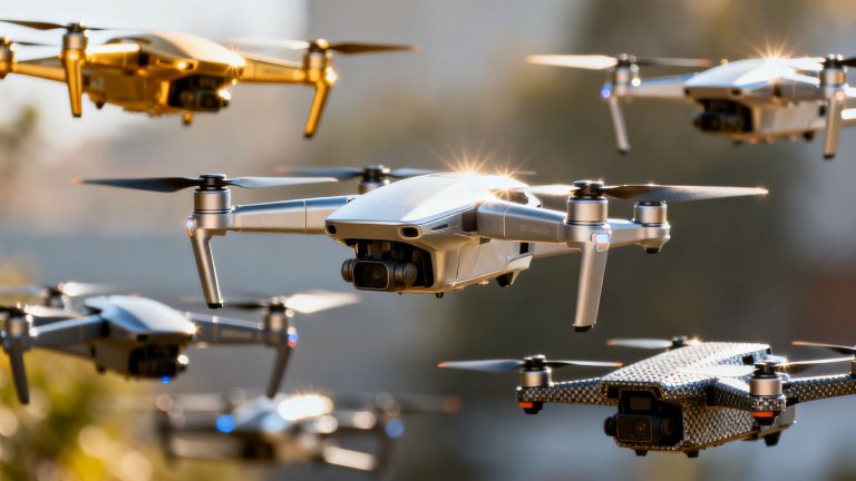 Various drones for sale, ready for flight.