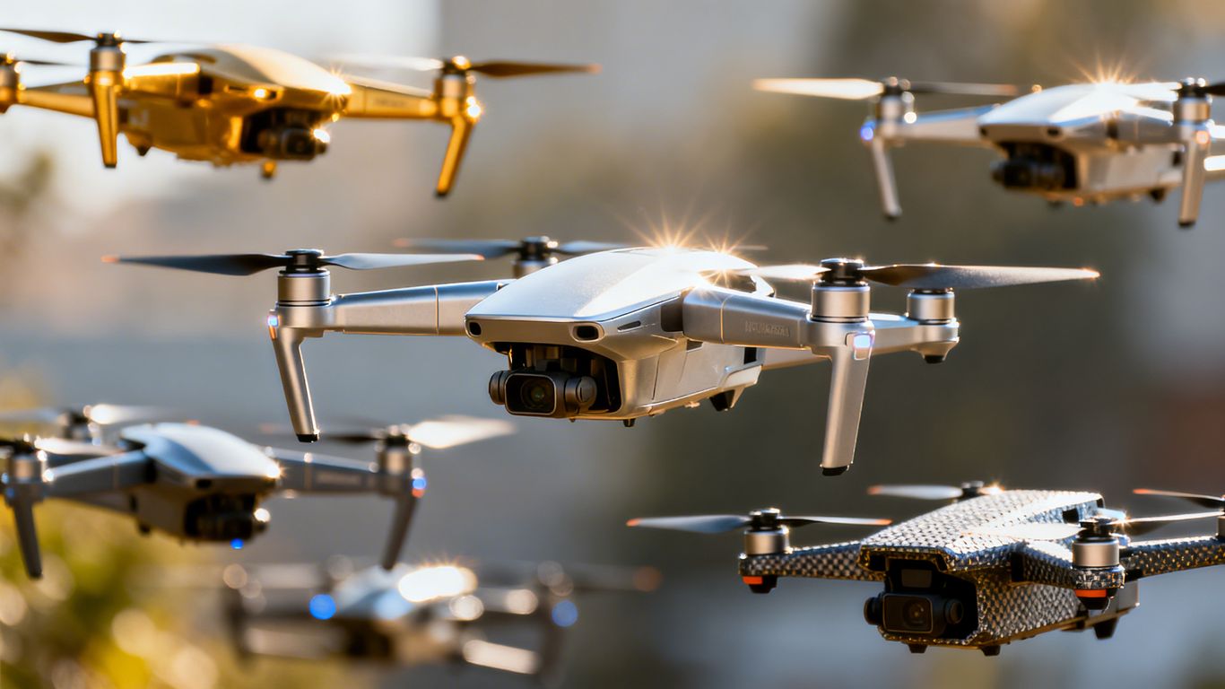 Various drones for sale, ready for flight.